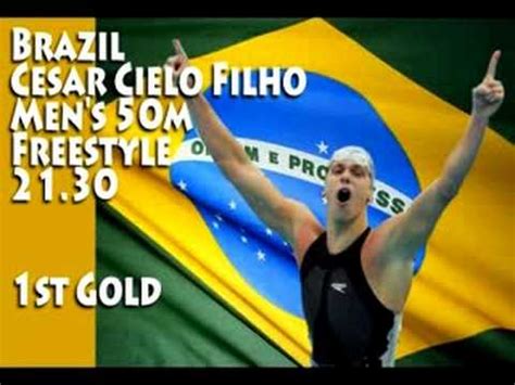 Cesar cielo filho запись закреплена. Cesar Cielo Filho Men's 50m Freestyle BRAZIL GOLD - YouTube