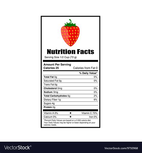 Nutrition Facts Strawberry Royalty Free Vector Image