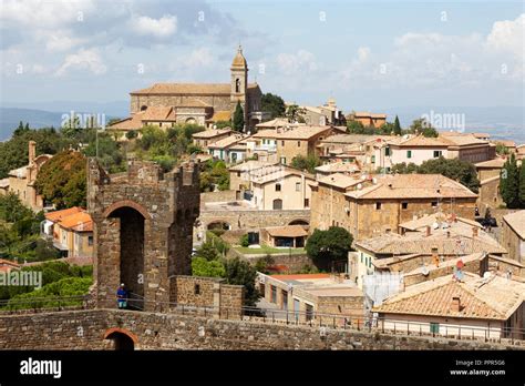 Montalcino Italy The Medieval Hill Town Of Montalcino Seen From The