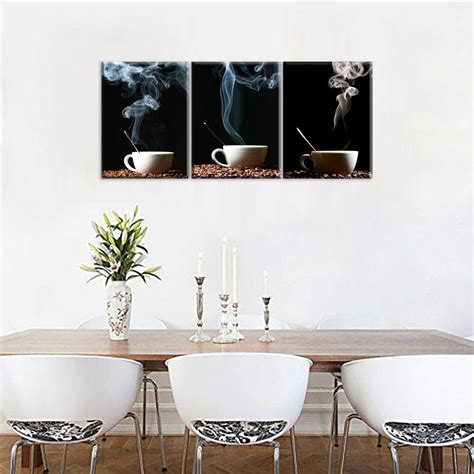 If you're looking for coffee decor ideas or coffee wall art for kitchen, this coffee on canvas print is a great way to make your house feel a little homier! Kitchen Canvas Art Coffee Bean Canvas Prints Wall Art Decor Framed Ready to Hang 3Panels Modern ...