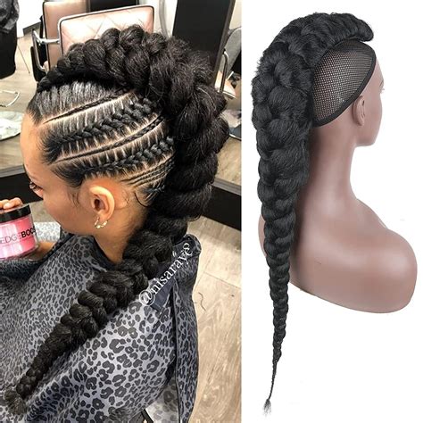 goddess braid fauxhawks high puff braided hair pieces for black women krsi yaki straight braided