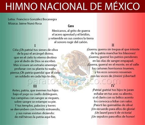 Letra Del Himno Nacional Mexicano Para Imprimir Ouiluv