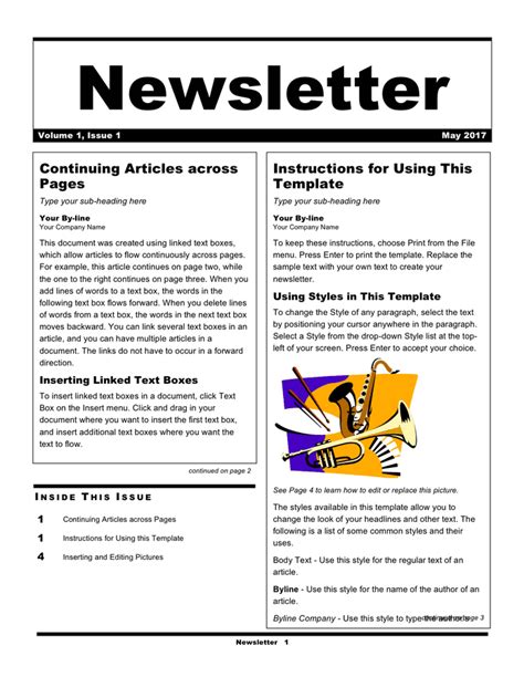 how to make a newsletter template in word