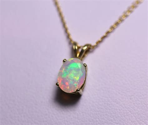 Natural Opal Pendant Fire Opal Necklace Rainbow Opal Birthstone