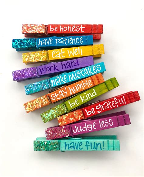 Good Advice Clothespins Painted Magnets Inspiring Words Etsy