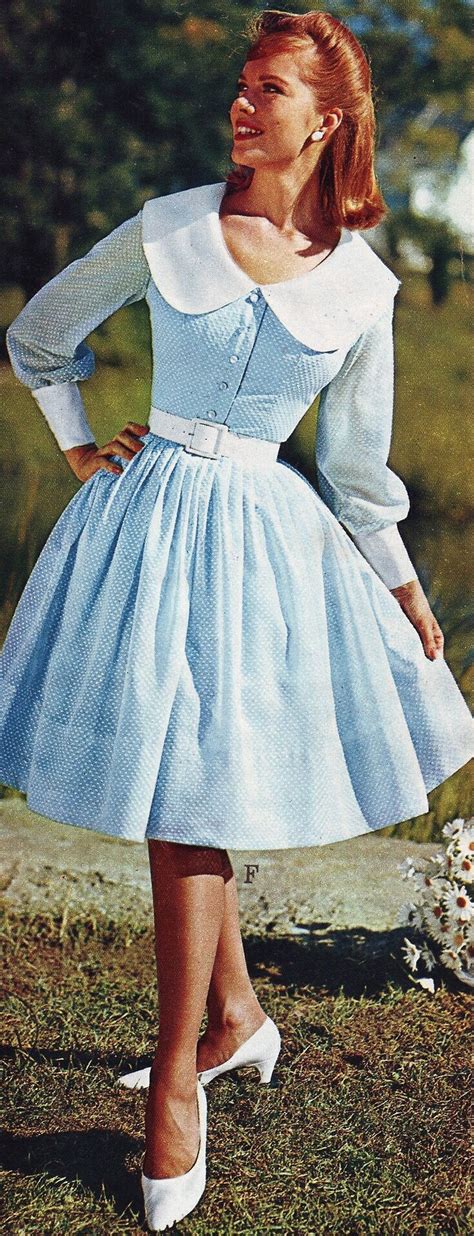 Blue Polka Dotted Dress In The Montgomery Ward Catalog 1965 Fashion Vintage Dresses Vintage