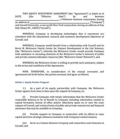 Sample Agreement Between Investor And Company Classles Democracy