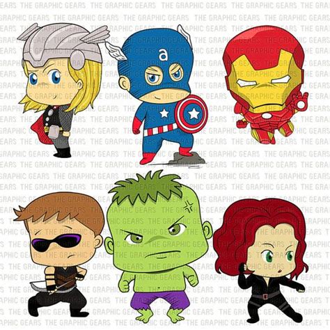 Baby Avengers Clip Art Set Avengers Heroes Clipart Little Young