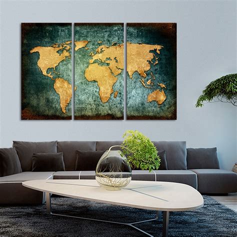 Grunge World Map Multi Panel Canvas Wall Art Elephantstock
