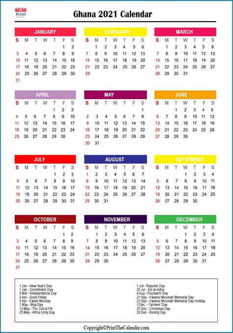 Download printable calendar 2021 with holidays. 2021 Holiday Calendar Ghana | Ghana 2021 Holidays