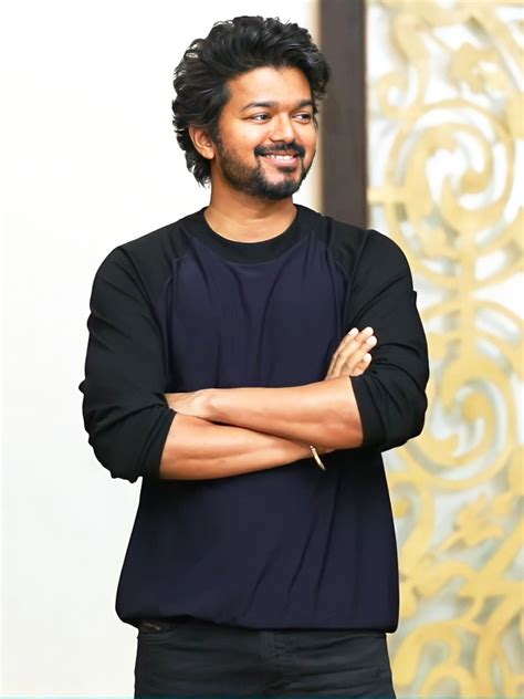 Thalapathy Vijay Handsome Look In Black T Shirt Vijay Images Hd