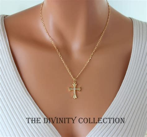 Cross Necklace Women Kt Gold Filled High Quality Zirconia Pendant