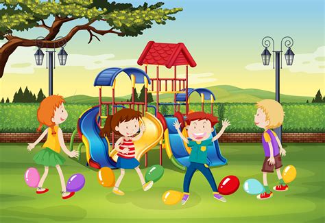 Children Playing Balloon Popping In The Park 365821 Download Free