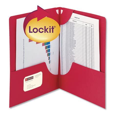 Smead Lockit Two Pocket Folder Textured Paper 11 X 8 12 Red 25