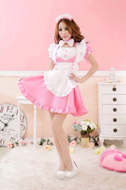 Women Lolita Cosplay Costume Maid Ruffle Fancy Dress Japan Waitress