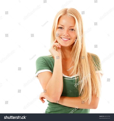 Teen Girl Beautiful Cheerful Enjoying Isolated Stock Photo