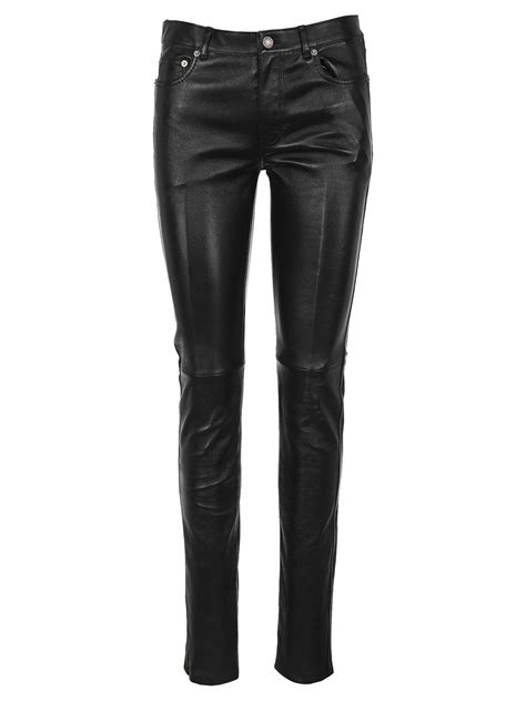 Saint Laurent Skinny Fit Leather Pants In Black Lyst