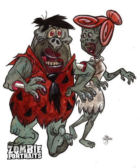 Zombie Flintstones Zombie Art By Rob Sacchetto