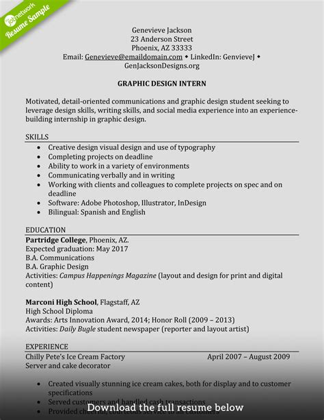 Eye catching intern resume that can be used to apply for vacancies that offer no pay but a lot of on the job training instead. College Student Resume For Internship - Collection ...