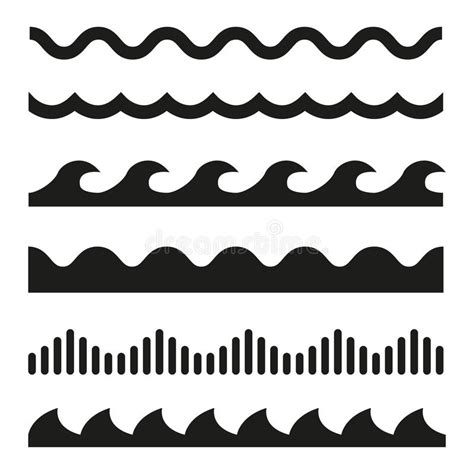 Vector Black Wave Icons Set Stock Illustration Illustration Of Line