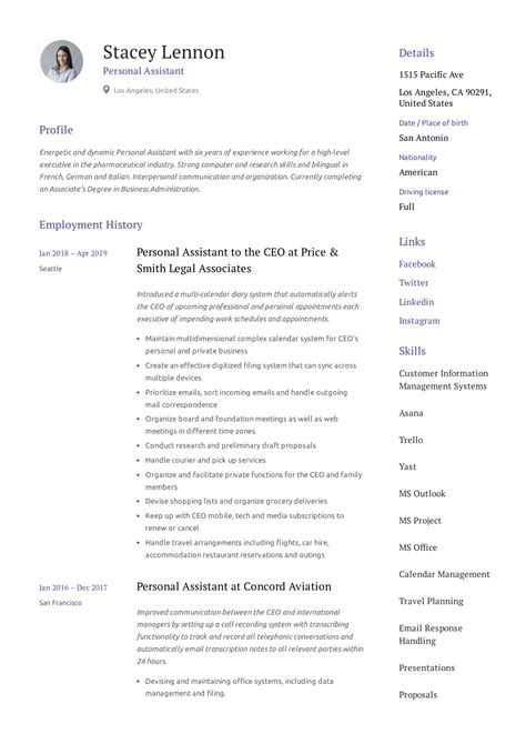 Personal Assistant Resume And Writing Guide 12 Templates Pdf 19