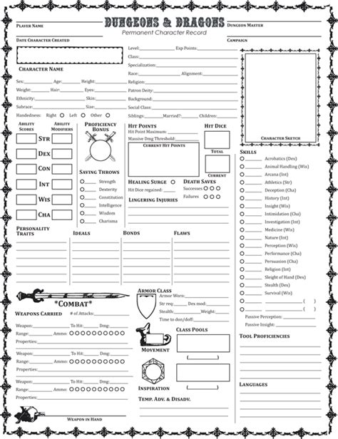 Fifth Edition Character Folder Dungeons And Dragons Characters D D