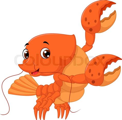 Cartoon Lobster Waving Stock Vector Colourbox