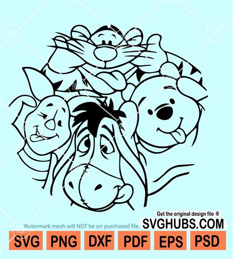 Winnie Pooh And Friends Circle Svg Pooh Best Friends Svg Winnie Pooh