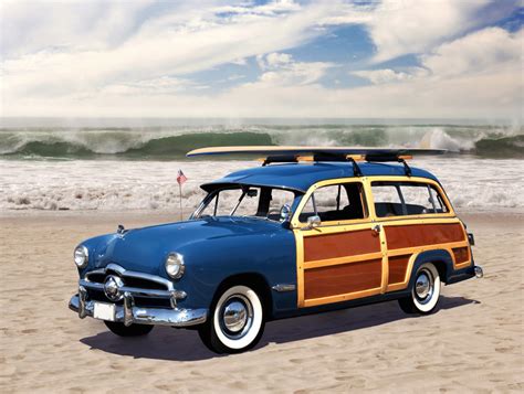 Woodie On The Beach Vintage Woodie Car With Surfboard On T Flickr