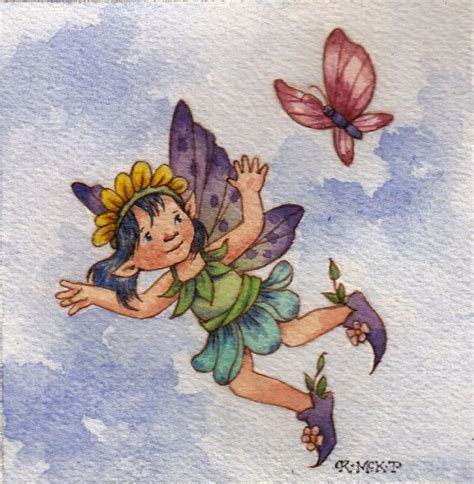 Original Watercolor Baby Fairy Aloft With Butterfly Etsy Fairy