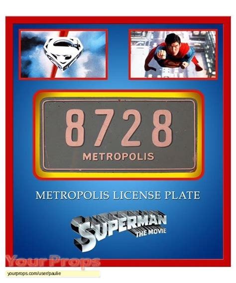 Superman Metropolis License Plate Original Movie Prop