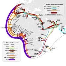 A map of the submarine telegraph in 1858, though the attempt only worked for. Submarine communications cable | Submarine cable, Map, Africa