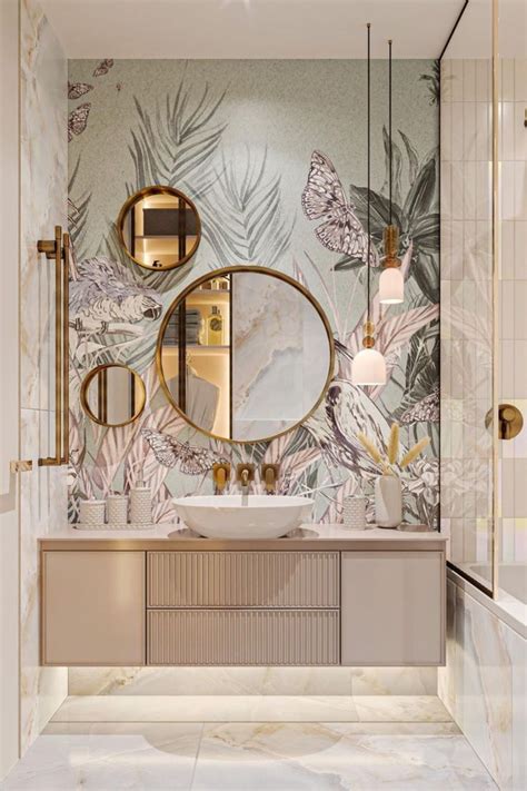 22 Inspiring Ways To Enhance Your Bathroom With Wallpaper Modern