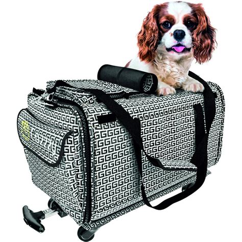 Pet Carrier With Wheels Soft Sided Portable Bag Handle Breathable