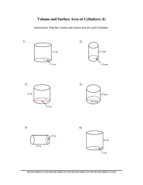 Find the volume of a stack of a dozen coins. Cylinder Surface Area Worksheets