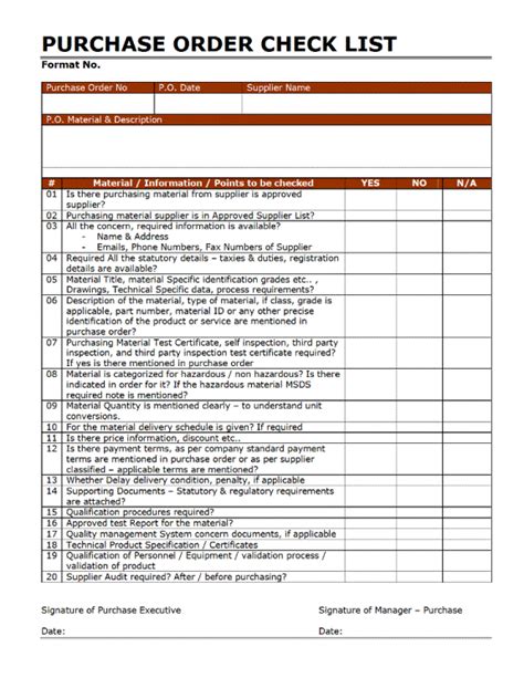 Procurement Checklist Template