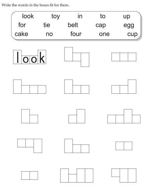 Write The Words In The Boxes Fit For Them English Worksheets For Kids