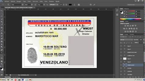 Cédula venezolana EDITABLE Photoshop CS6 con imágenes