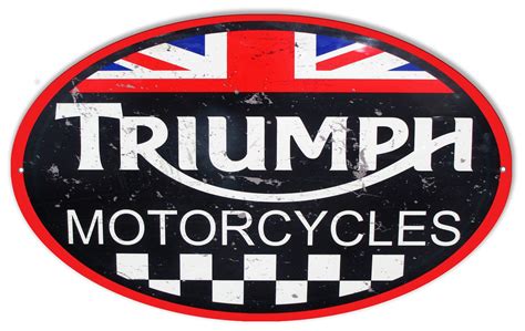 Large Triumph Motorcycles Reproduction Garage Shop Metal Sign 11″x18