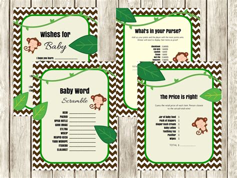 Monkey Jungle Baby Shower Games Magical Printable