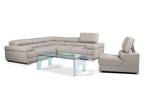Modern Leather Sectional Sofa Gray Ef119 B1 