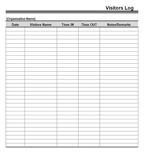Free Printable Visitor Log Sheets