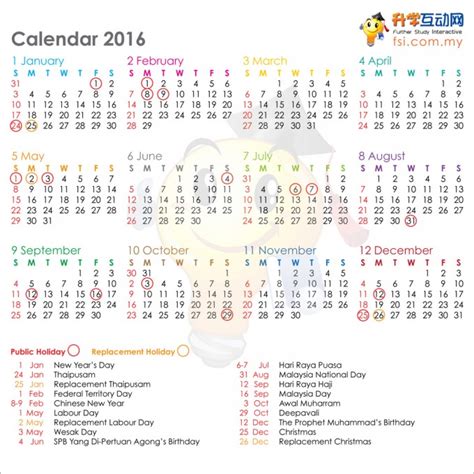 Malaysia Calendar 2016