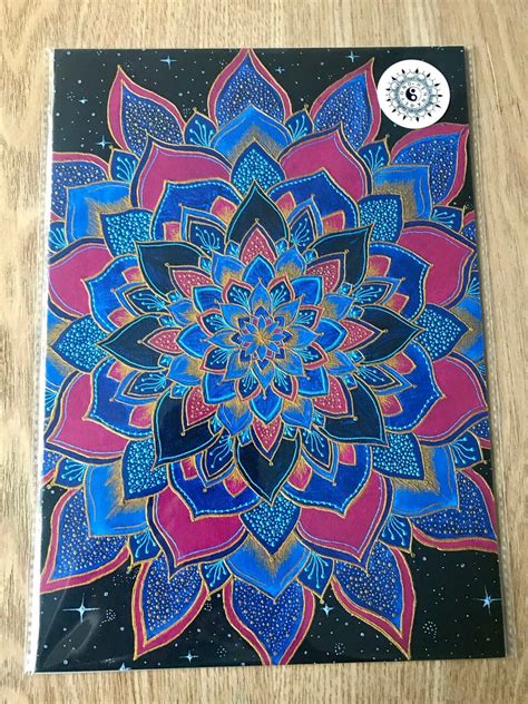 Celestial Starburst Mandala Fine Art Print A4 Colourful Etsy