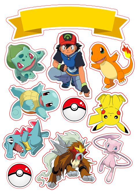 Topo De Bolo Para Decoração De Festas De Aniversário Com Tema Pokemon