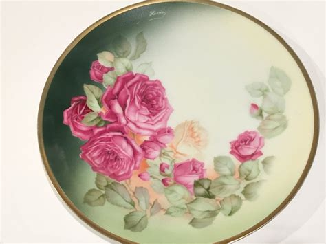 Thomas Sevres Bavaria Plate Hand Painted Pink Rose Plate Artist