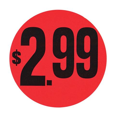 Red 89¢ Large Price Point Price Tag Labels Black Imprint 1 12dia