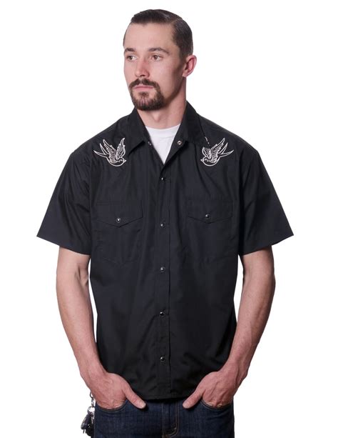 Steady Clothing Mens Sparrow Western Button Up Shirt Black L