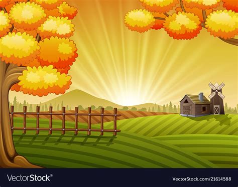 Farm Cartoon Landscape Royalty Free Vector Image