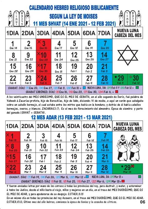 Calendario Hebreo Religioso 2020